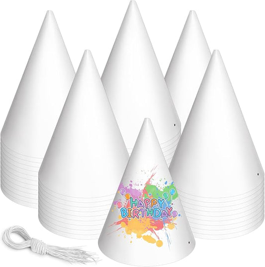 WEOXPR White Paper Party Hats for Birthday, Decorative Bulk Cone Hat for Adults by WEOXPR