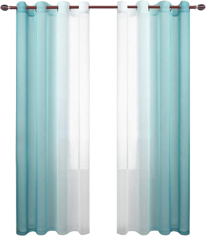DWCN Teal Ombre Sheer Curtains - Image 8