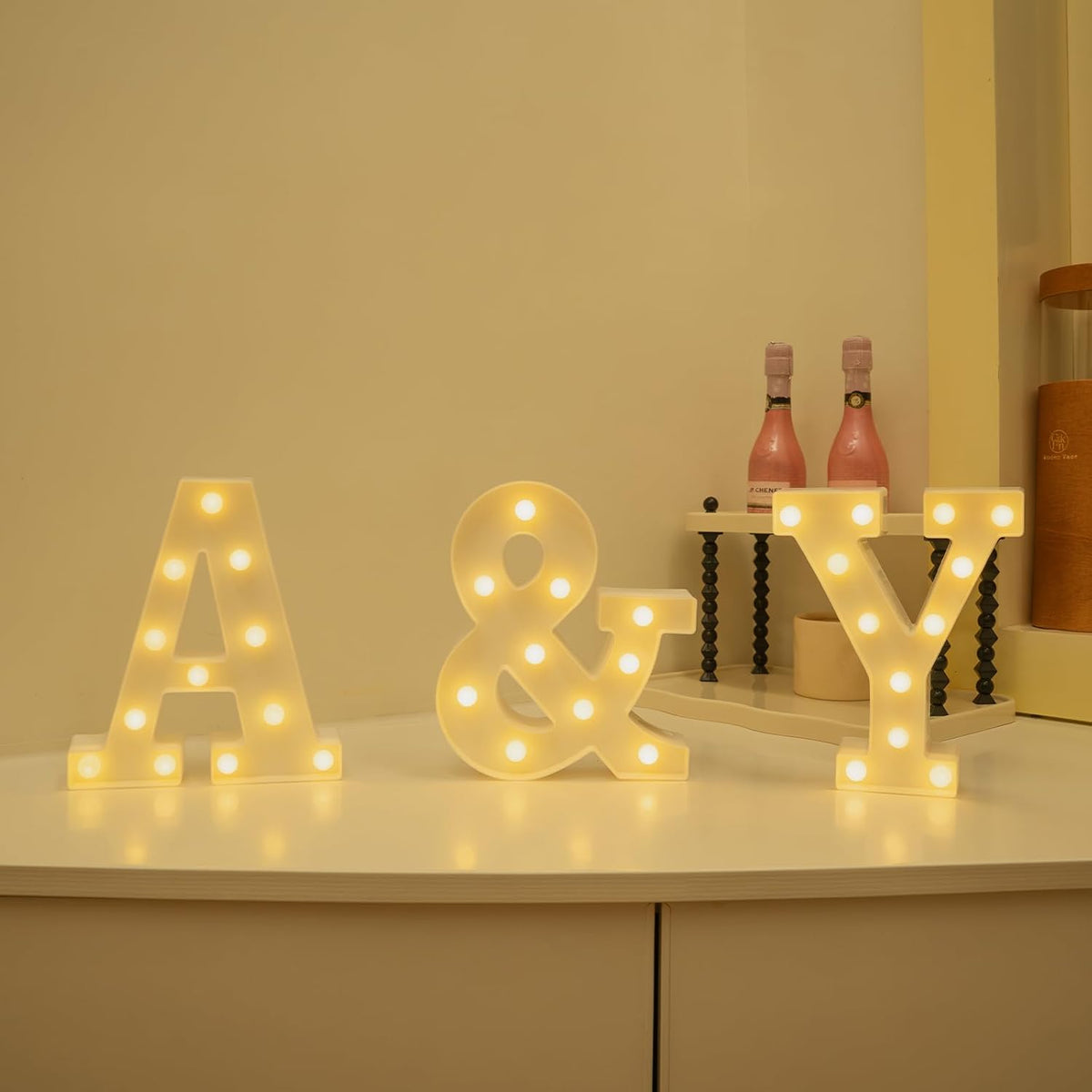 Foaky LED Letter Lights Sign Marquee Light Up Letters Sign for Night Light Wedding/Birthday Party Battery Powered Christmas Lamp Home Bar Decoration(Y)