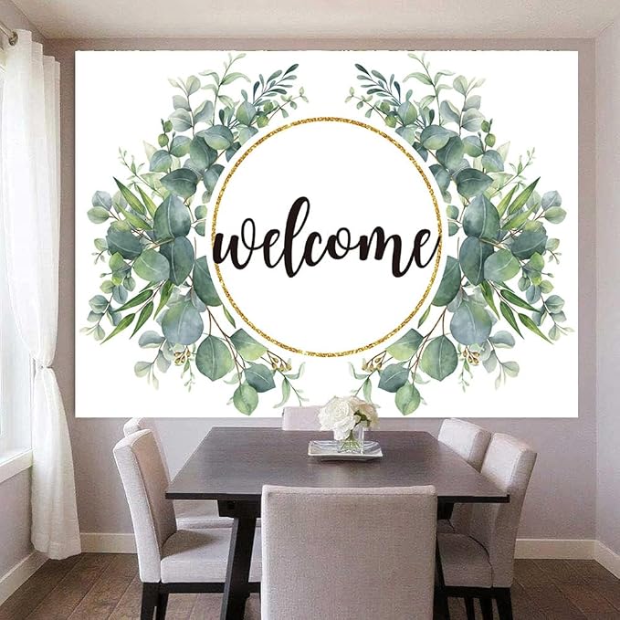 7x5ft Watercolor Greenery Leaves Housewarming Backdrop, Elegant Floral Green - Image 3