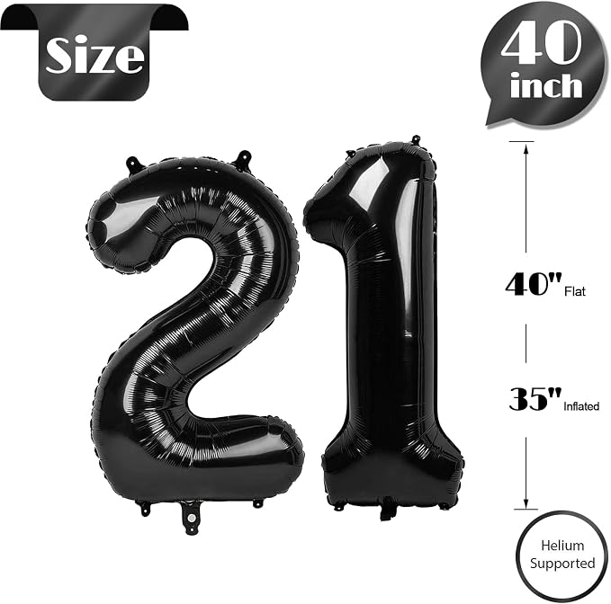 Black Number 21 Balloon 40 Inch - Image 5