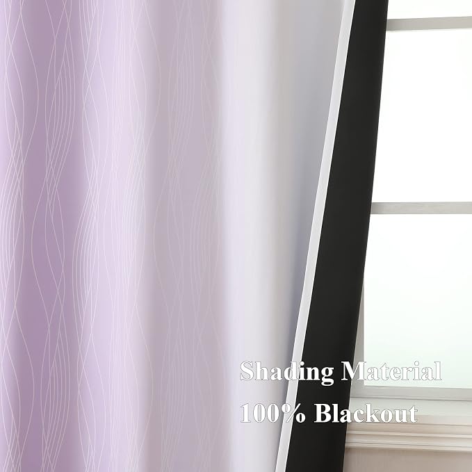 Lilac and Greyish White Ombre Blackout Curtains 72 Inches Length - Image 5