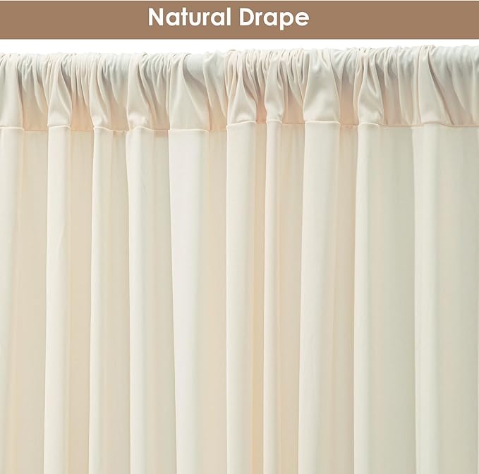 20x10ft Wrinkle Free Ivory Backdrop Curtain - Image 5