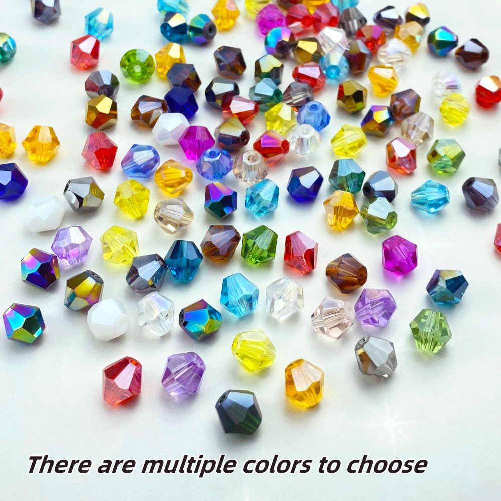 400pcs 4mm Bicone Crystal Glass Beads Loose Spacer Beads Faceted Craft Beads for Jewelry Making DIY Necklace Bracelet Earring Wind Chimes Suncatchers Ornamen(Sapphire AB)