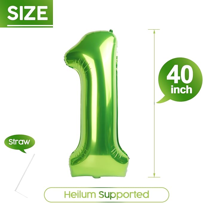1 Balloon - Light Green Birthday Number Balloons, 40 Inch Party Decorations | - Image 5
