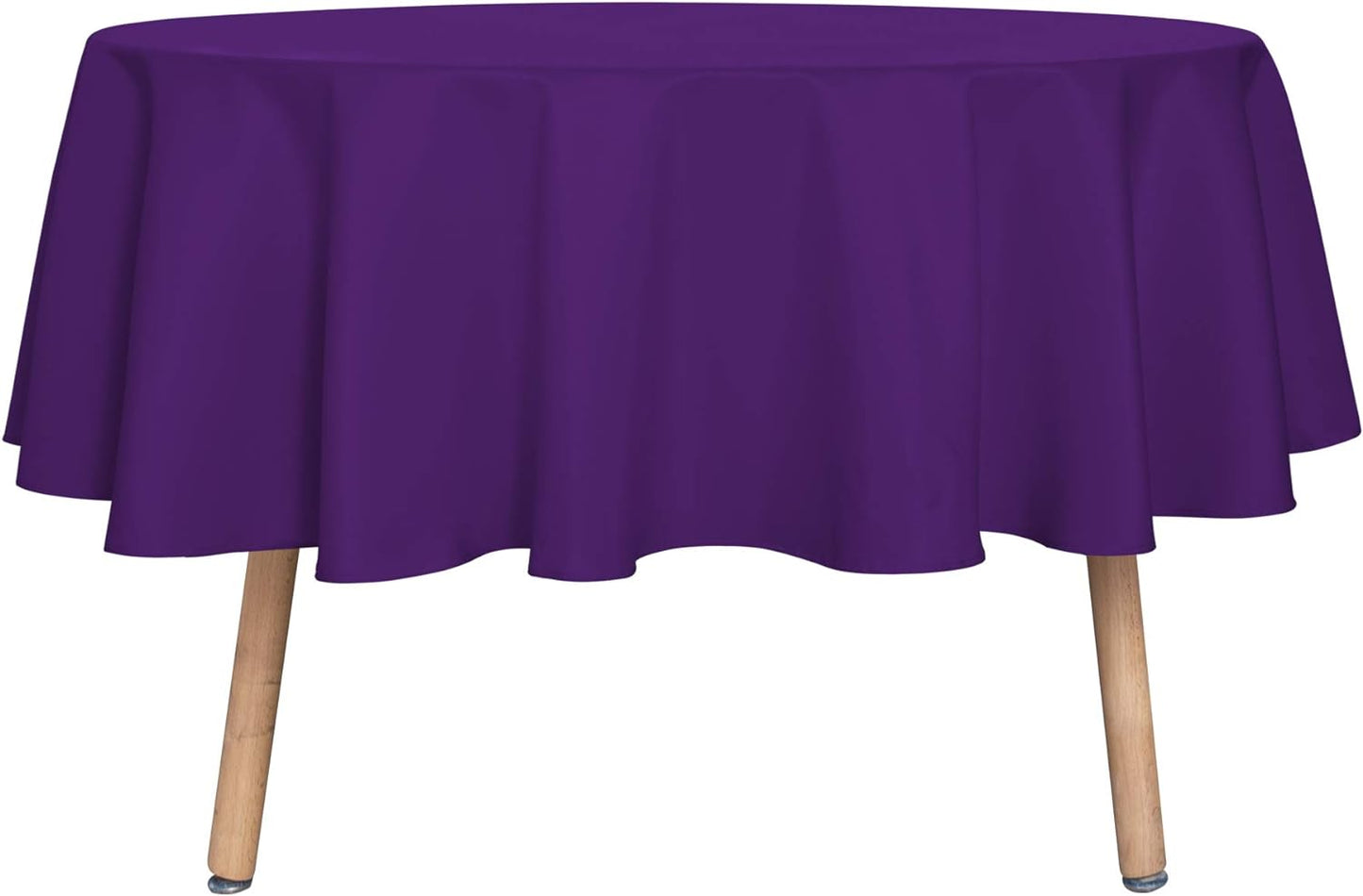 sancua Round Tablecloth - 60 Inch - Water Resistant Spill Proof Washable Polyester Table Cloth Decorative Fabric Table Cover for Dining Tables, Buffet Parties and Camping, Purple
