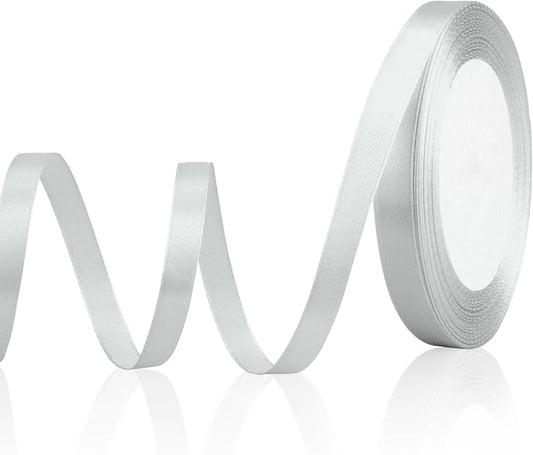 Silver Ribbon for Gift Wrapping Fabric Satin Ribbon 3/8 Inch Silver Ribbons for by OALCQ