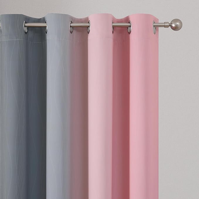 Pink and Grey Ombre Blackout Curtains 102 Inches Long - Image 4