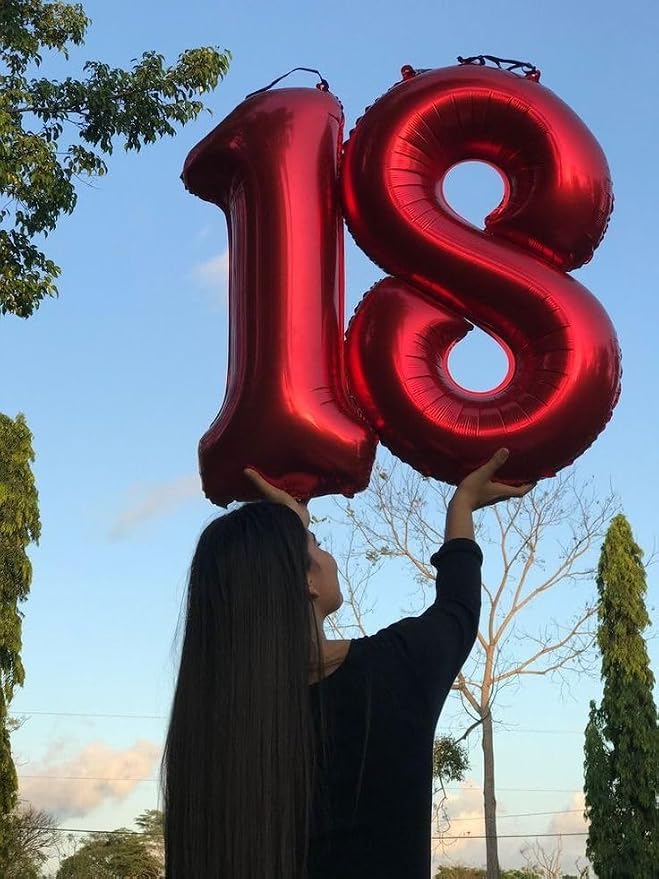18 Balloon Number 40 Inch Red Balloons - Image 3