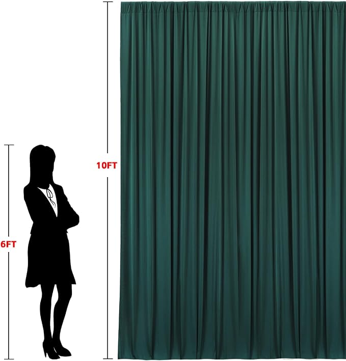 30x10ft Wrinkle Free Hunter Green Backdrop Curtain - Image 6