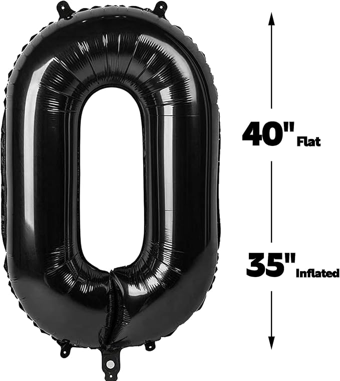 Black 40 Inch 0 Number Balloons, Balloon Decorations - Image 2