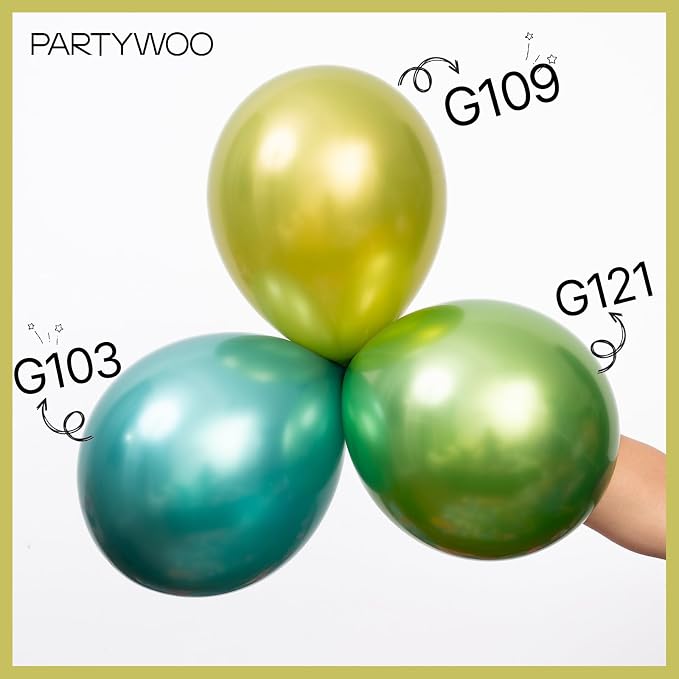 PartyWoo Metallic Green Balloons 100pcs Different Sizes of 18 12 10 5 Inch | - Image 4