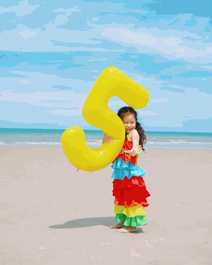 3 Balloon - Macaron Yellow Birthday Number Balloons, 40 Inch Decorations | - Image 7