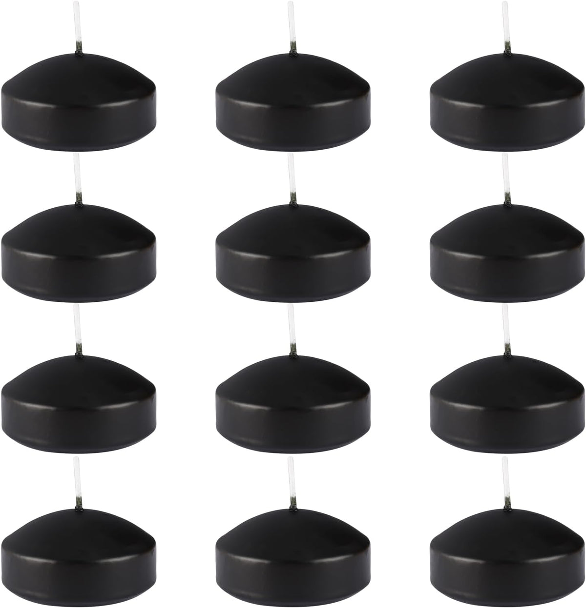 Black 3-Inch Floating Candles - Set of 12 Long-Lasting, Waterproof, Wind-Resistant, Perfect for Halloween Decorations, Outdoor Pools & Parties, Holiday Decorations