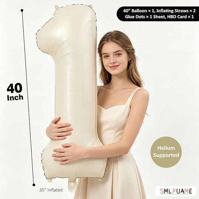 40 Inch Beige Number 4 Balloons - Image 5