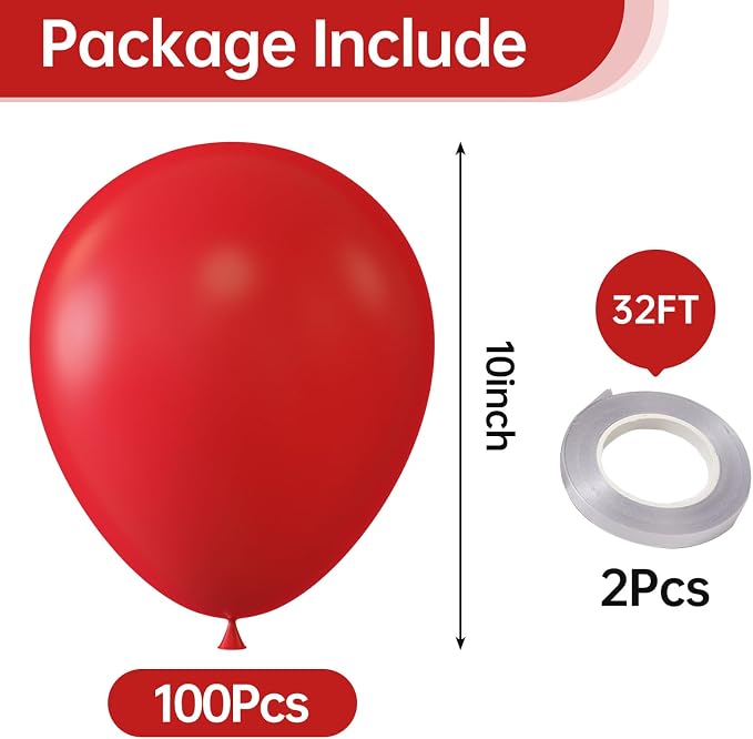 10 Inch Red Balloons - Image 2