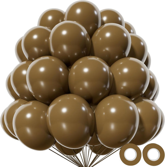 KAWKALSH Brown Balloon 12 Inch, 110pcs Latex Party Balloons Helium Bright Color for Birthday Baby Shower Wedding Party Supplies Arch Garland Decoration