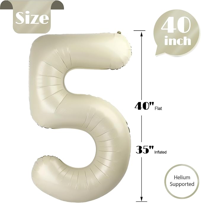 Cream Number 5 Balloon 40 Inch - Image 5