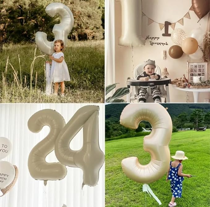 4 Balloon Number 40 Inch Cream Balloons - Image 5