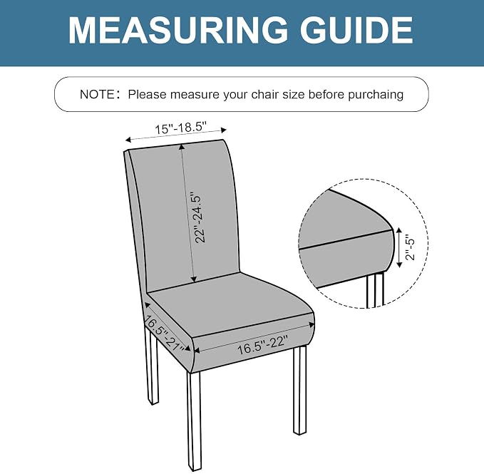 Waterproof Dining Chair Covers Set of 6 Parsons Chair Slipcovers | Double - Image 3