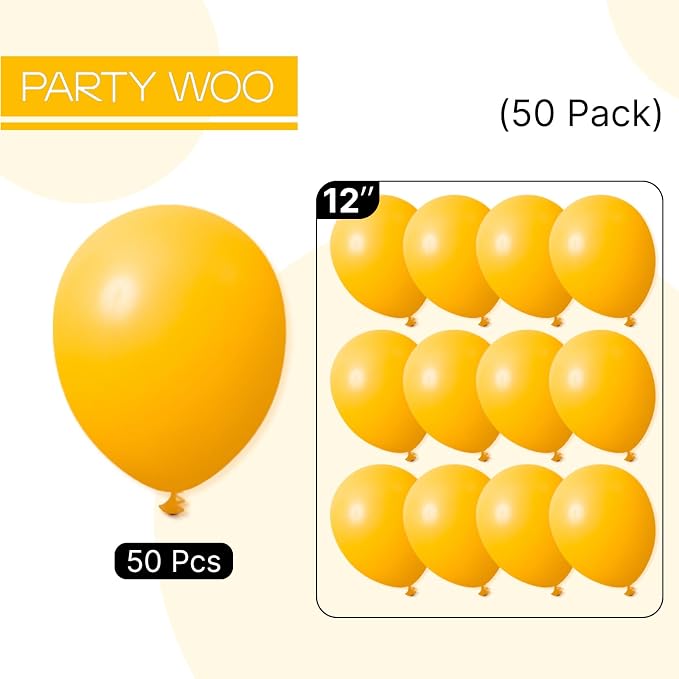 PartyWoo Yellow Mustard Yellow fall Latex Helium Balloons 50pcs | Balloons - Image 7