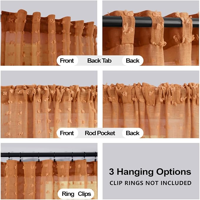 KOUFALL Fall Sheer Curtains 96 Inch Long 2 Panel Set, Autumn Decor - Image 3