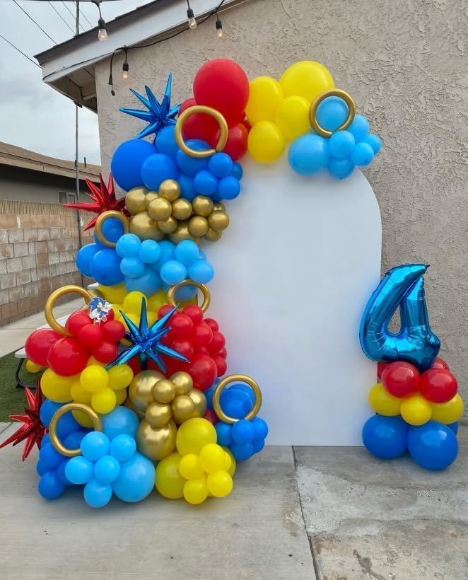 Red Blue Yellow Balloon Garland Arch Kit - Image 5