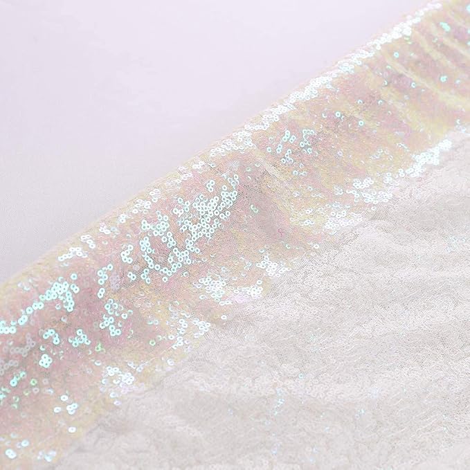 Eternal Beauty White Iridescent 3mm Sequin Backdrop 6x6 Ft - Image 9