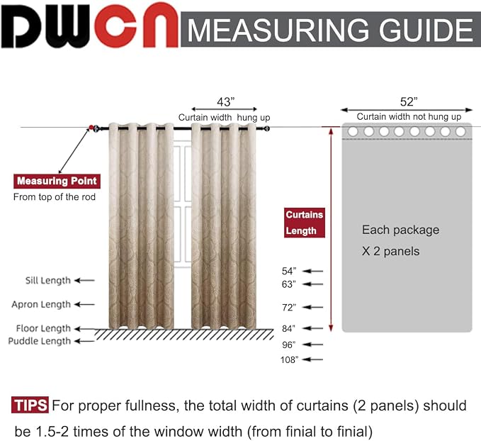 DWCN Ombre Blackout Curtains 84 Inch Length - Image 7