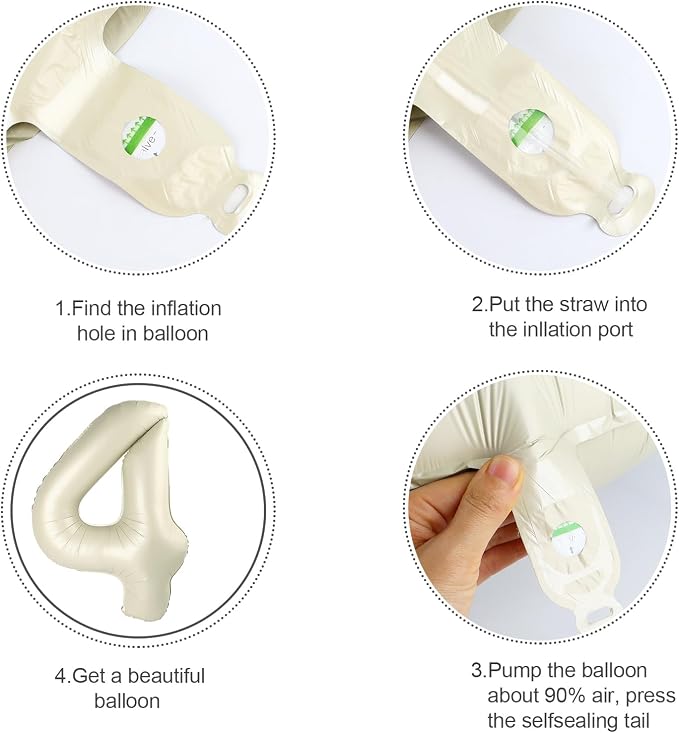 Numbers 14 Balloon 40Inch Cream Balloons - Image 6