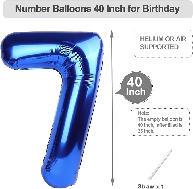 Numbers 16 Balloon 40Inch Blue Balloons - Image 5