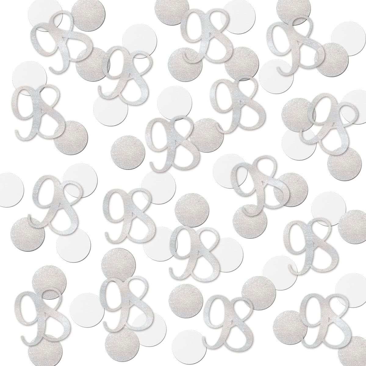 Silver Glitter 98 Confetti, 98th Birthday Number Confetti, 200pcs Anniversary Party Table Decoration Supplies