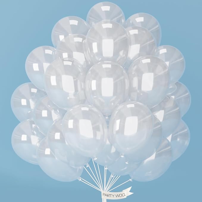PartyWoo Clear Balloons 100pcs Transparent Latex Helium Balloons 12 Inch | by PartyWoo