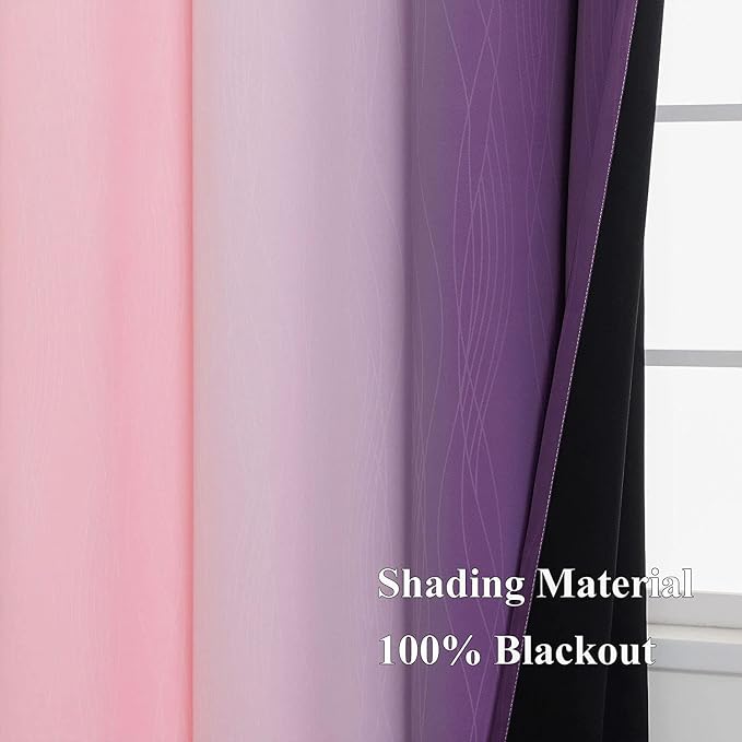 Pink and Purple Blackout Curtains 54 Inch Length, Light Blocking Gradient Drapes - Image 5