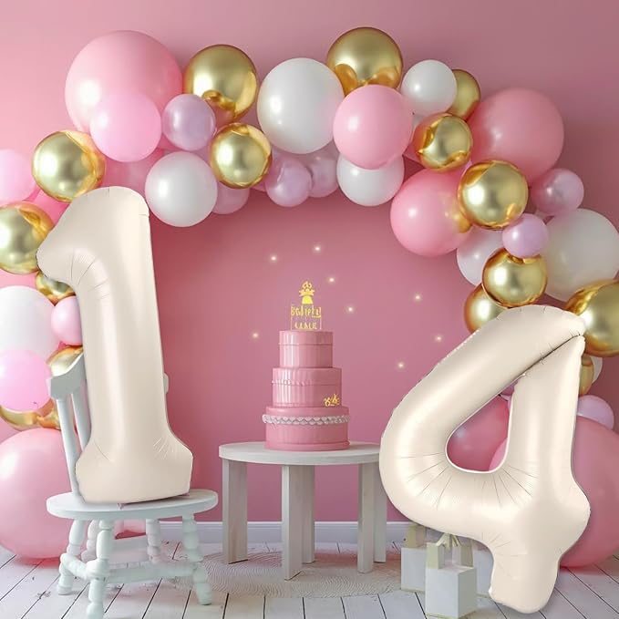 Cream White Number 14 41 Balloon - Image 6