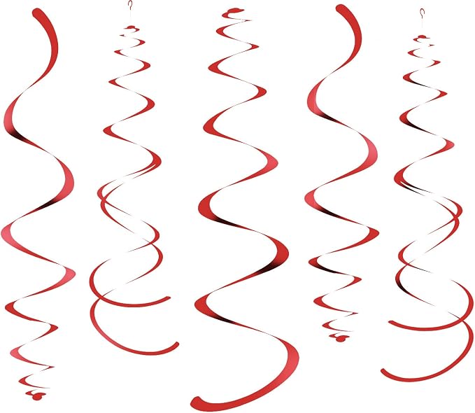 WEVEN Red Party Hanging Swirl Decorations Plastic Streamer by WEVEN