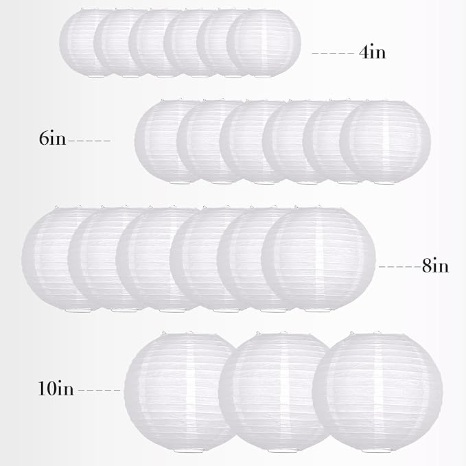 21-Pack White Paper Lanterns, Hanging Round Party Decorations | Reusable Indoor - Image 7