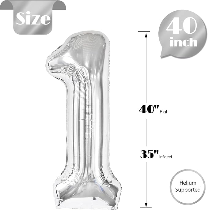 Sliver Number 1 Balloon 40 Inch - Image 5