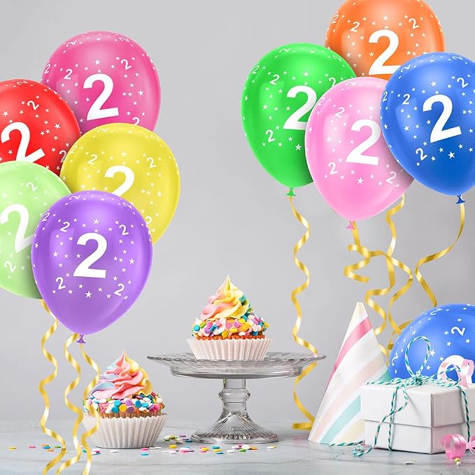 Ainiv 2nd Birthday Balloons 18PCS, 12inch Numbers Printed Latex Balloons | 2nd - Image 7