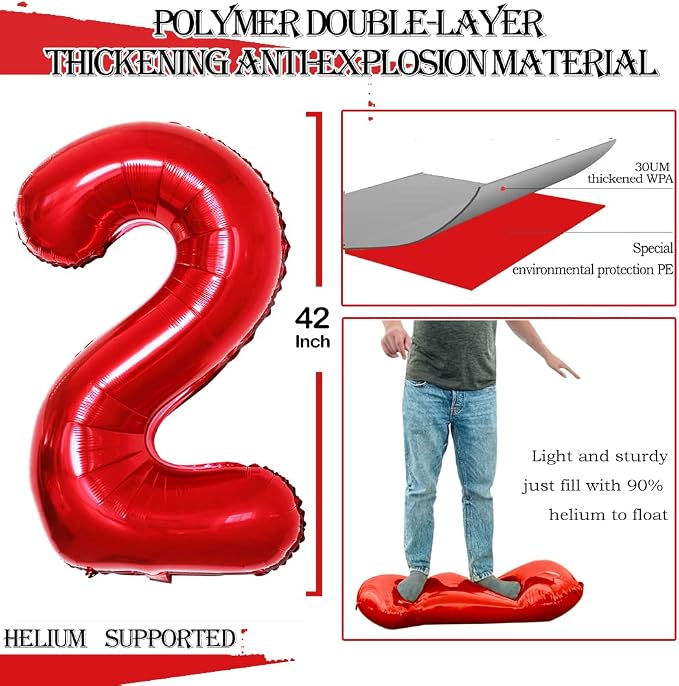 42 Inch 2026 Red Foil Number Balloons - Image 5