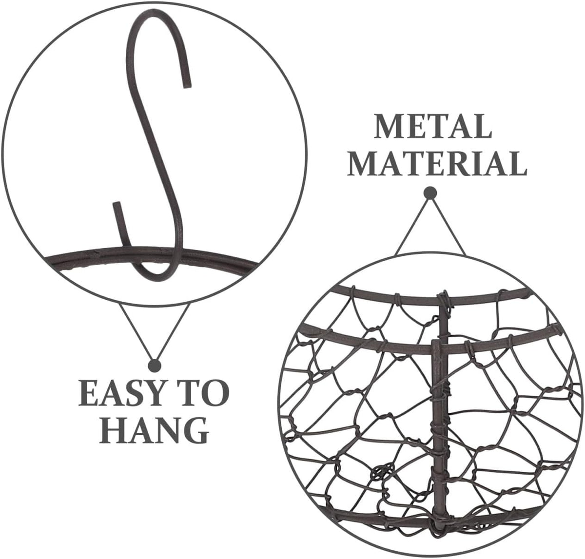 TOYANDONA Round Wire Wreath Frame: Moon Shaped Metal Hanging Sphere Planter Moon Wreath Plant Holder Flower Hanging Basket, Succulent Pot Decor Basket Indoor Outdoor Wall Decor