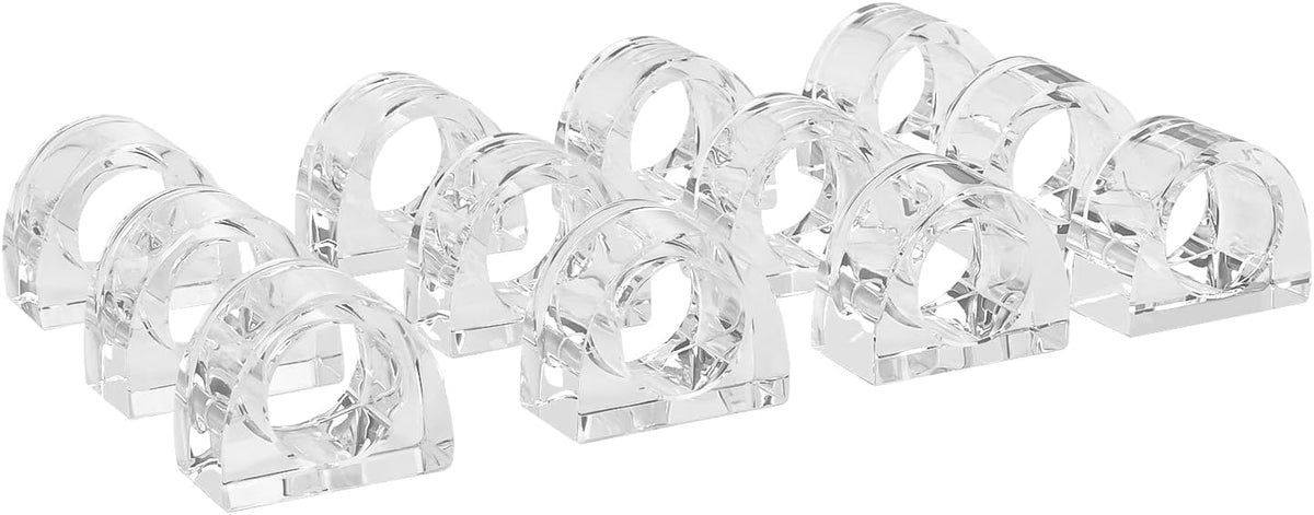 Crystal Napkin Rings, Elegant Dining Table Holders for Formal & Casual Dining, Wedding Reception, Holiday Table Setting, 12 Pack