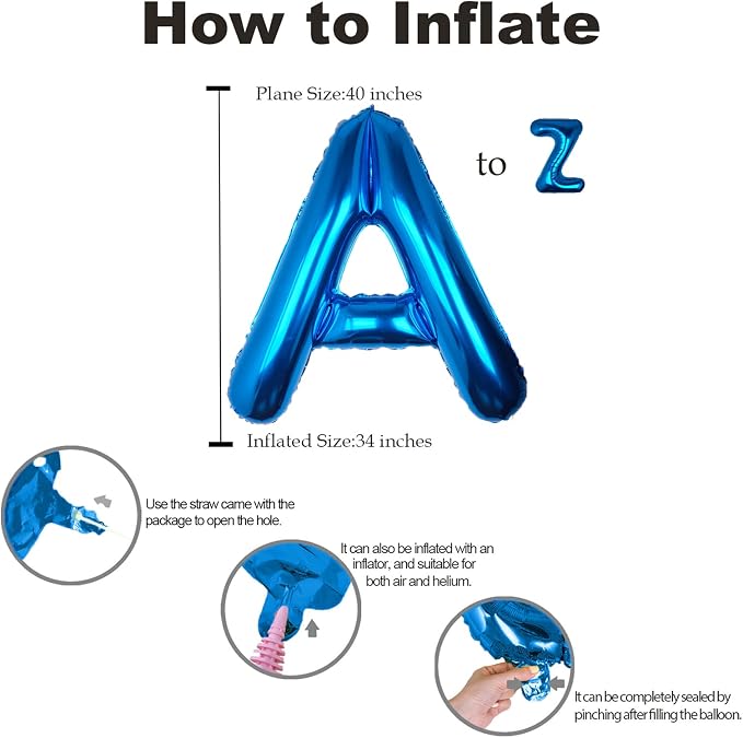 40 Inch Blue Letter V Balloon Big Foil Helium Letter Balloons A-Z | Giant Large - Image 4