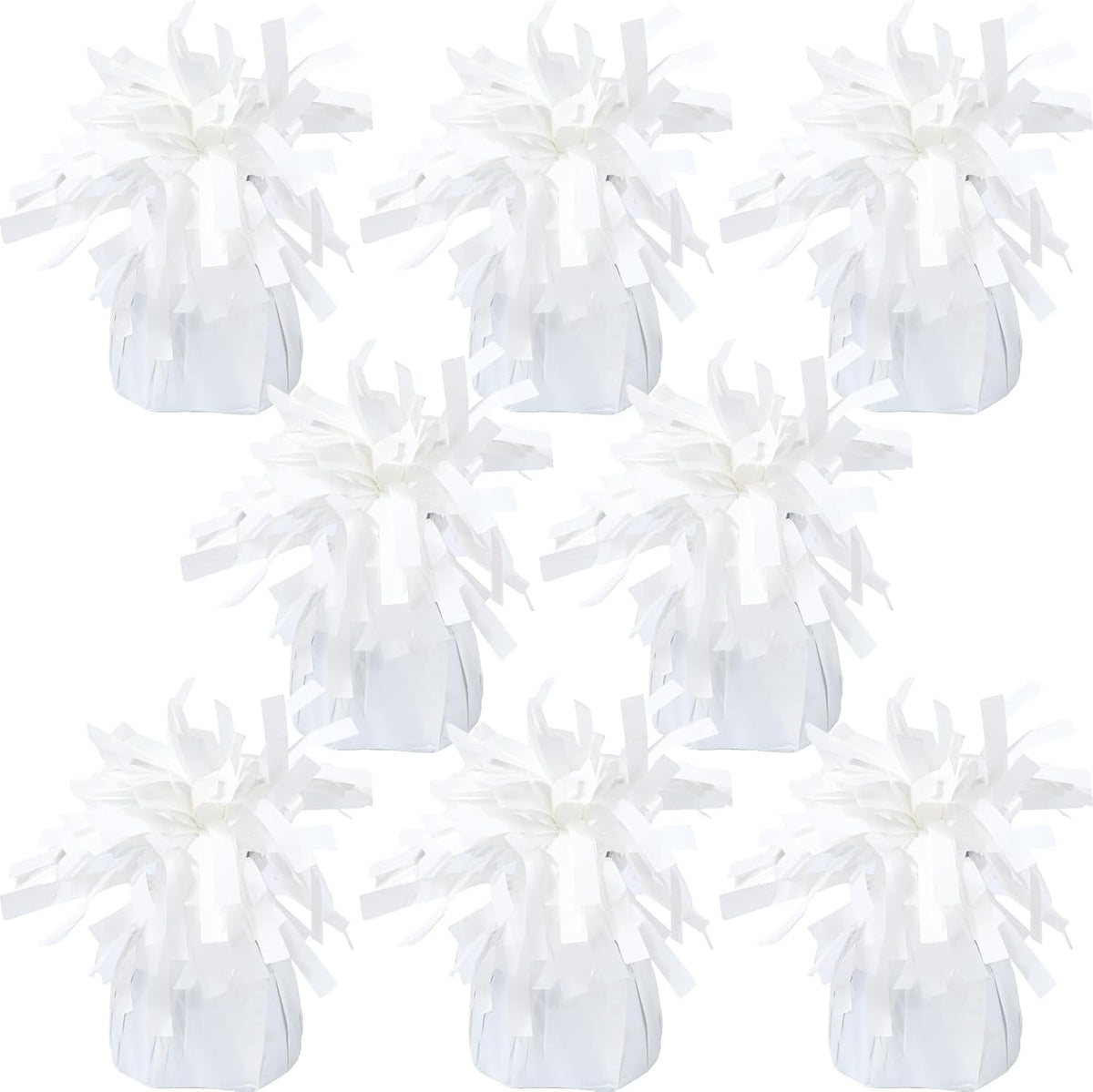 8 Pcs White Metallic Balloon Weights Holder Anchors Balloon Holder Weights for Helium Balloons Birthday Graduation Party Christmas Wedding Celebration Decoration (White)