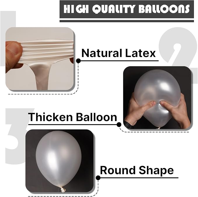 PartyWoo Pearl White Balloons 50pcs Metallic White Color 12 Inch | Balloons - Image 7