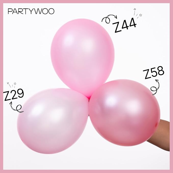 PartyWoo Pearl Pink Balloons 140pcs Light Pastel Baby Pink Color | 18 12 10 5 - Image 3