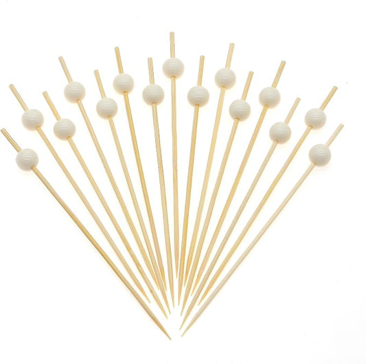 Minisland Pure White Pearl Bamboo Cocktail Picks, Decorative Toothpicks | 4.7 by Minisland