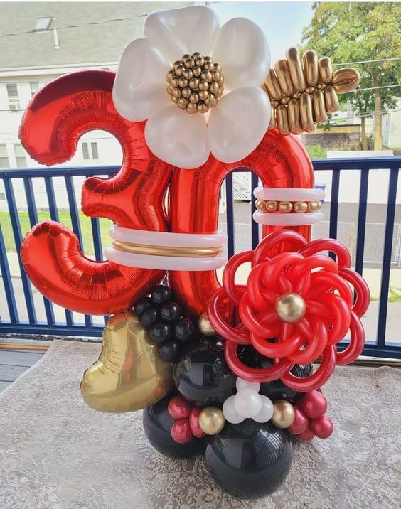 Red 9 Balloon - Number Balloon 40 Inch, 9th Red Birthday Decorations | Large - Image 7
