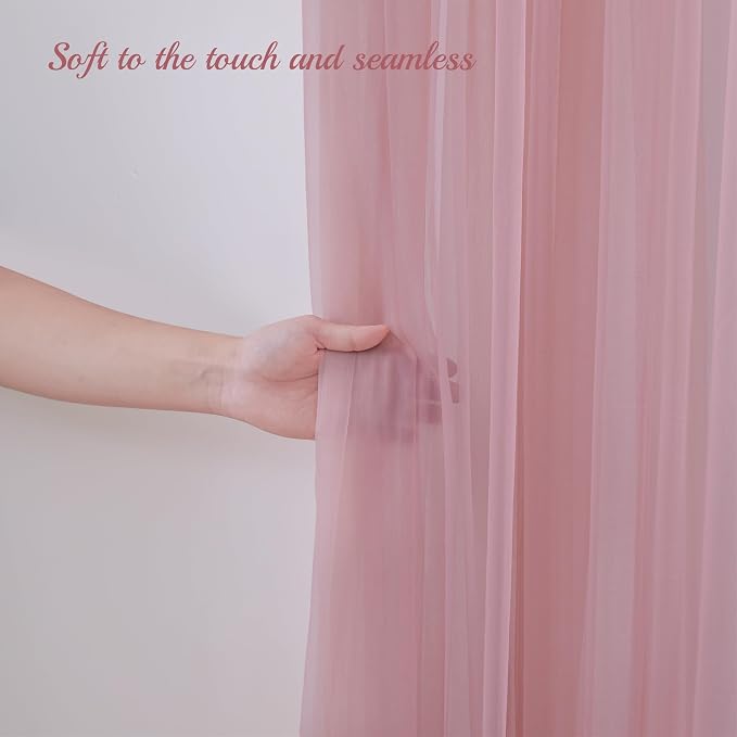 10x8ft Dusty Rose Tulle Backdrop Curtain - Image 6