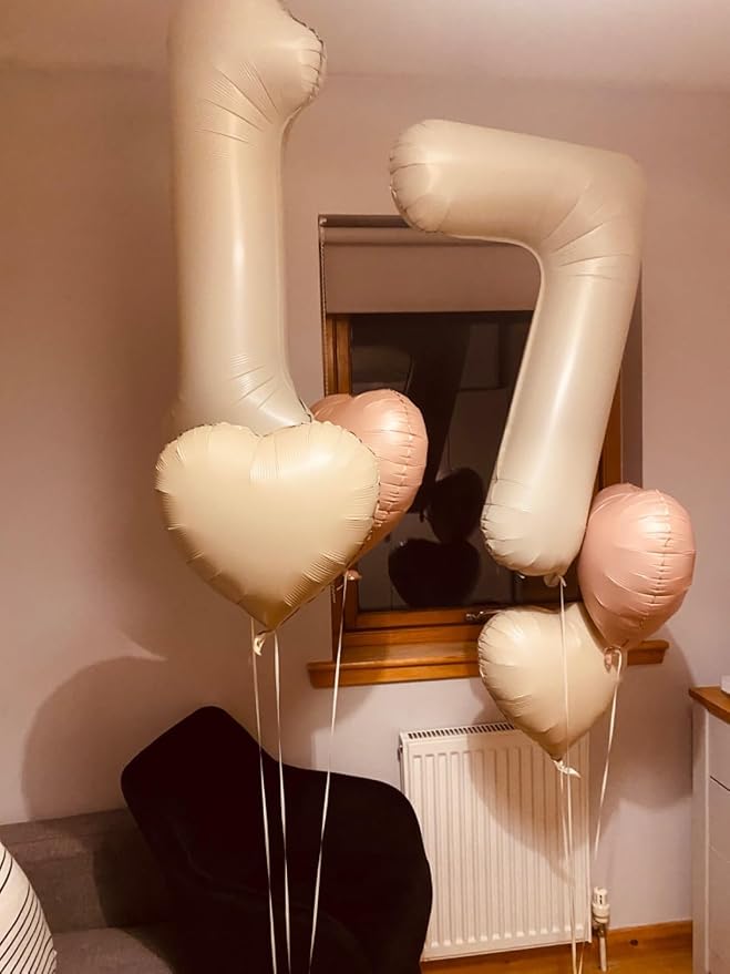 7 Balloon Numbers Party Decorations, 40In Cream Balloons - Image 3